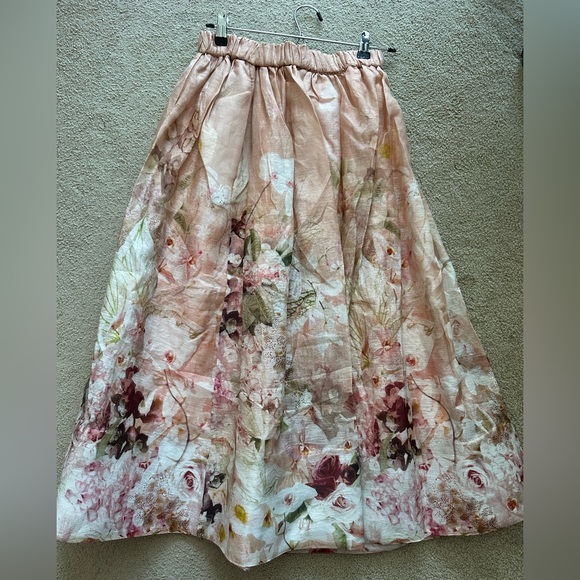 Zimmermann Dancer Floral Beige and Pink Blouse & Midi Skirt Set - Picture 8 of 12
